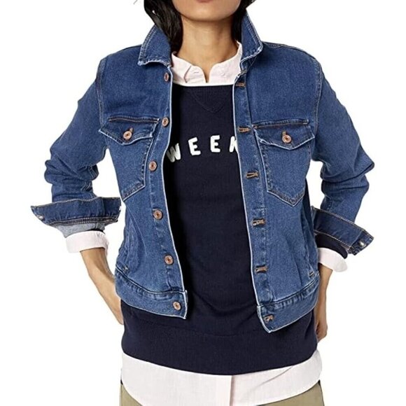 J Crew Mercantile Womens Jean Jacket XXS Blue Stretch Denim Classic Preppy Coat - Picture 1 of 6